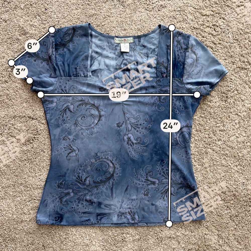 Vintage Suzie Y2K Tie Dye Paisley Sweetheart Neck Top Fairy GrungeW Whimsigoth - Picture 2 of 7